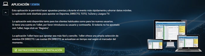 1xBet App en Windows