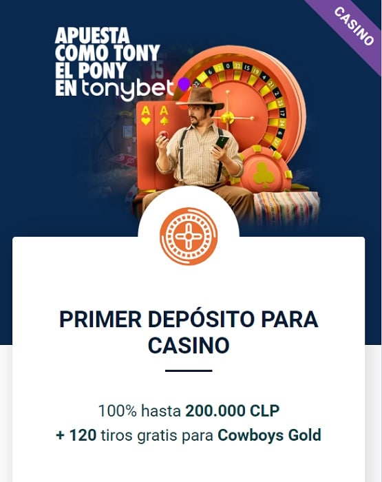 El bono de Bienvenida Casino en Tonybet es APUESTAMAX