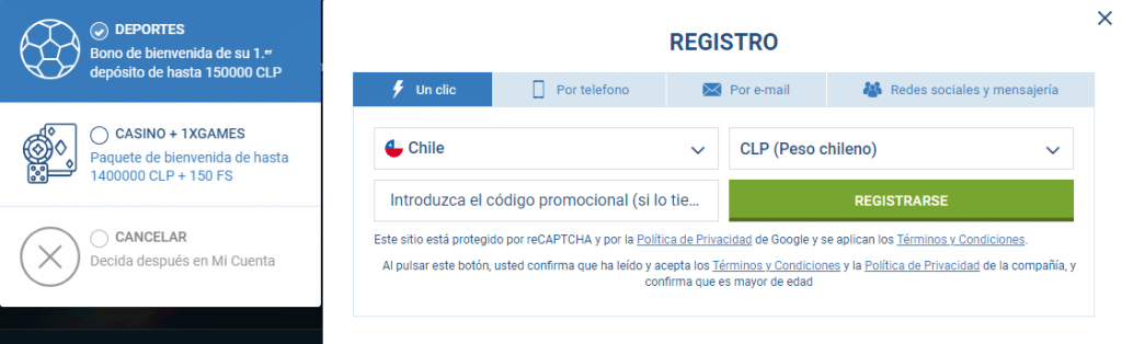 1xbet bono de bienvenida