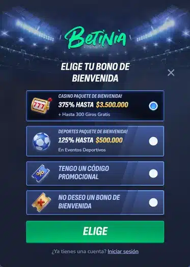 bono de bienvenida betinia